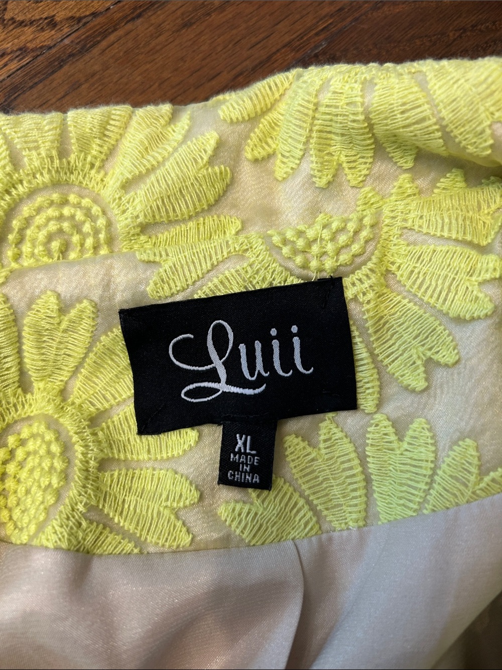 Luii Neon Yellow Floral Brocade Pea Coat - Picture 4 of 16